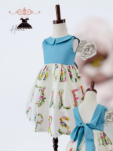 V back floral alphabet dress